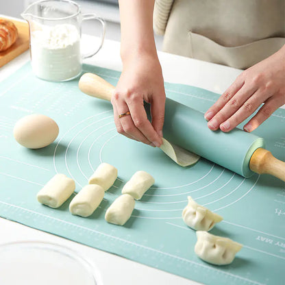 Thick Non-Slip Rolling Pin and Large Non-Stick Mat